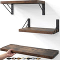 BAYKA Wall Shelves for Bedroom Decor - Rustic Floating Set of 3