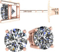 14K Gold Post Rose Gold Plated Silver CZ Stud Earrings 1.00ct