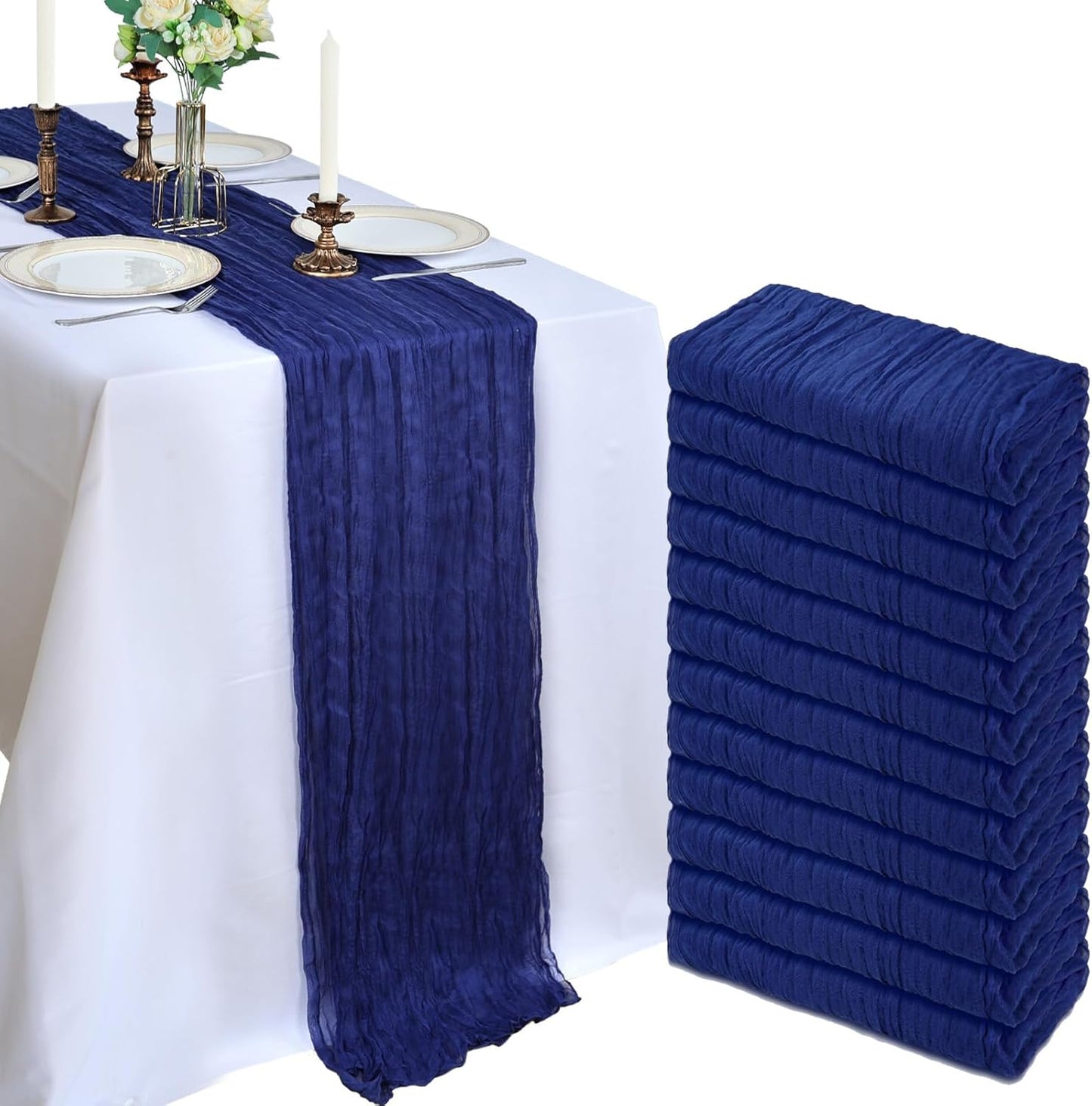 12 Pack 10FT Royal Blue Cheesecloth Table Runner for Events