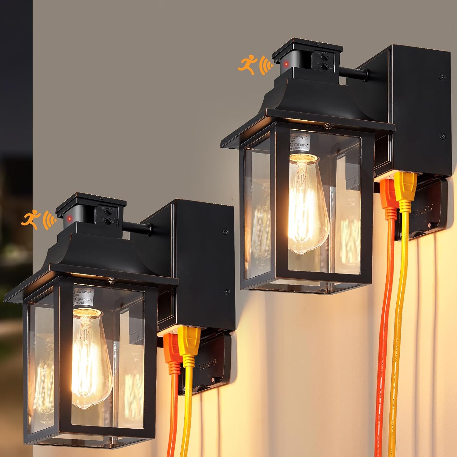 Porch Lights with GFCI Outlet and Motion Sensor for Outdoor Use