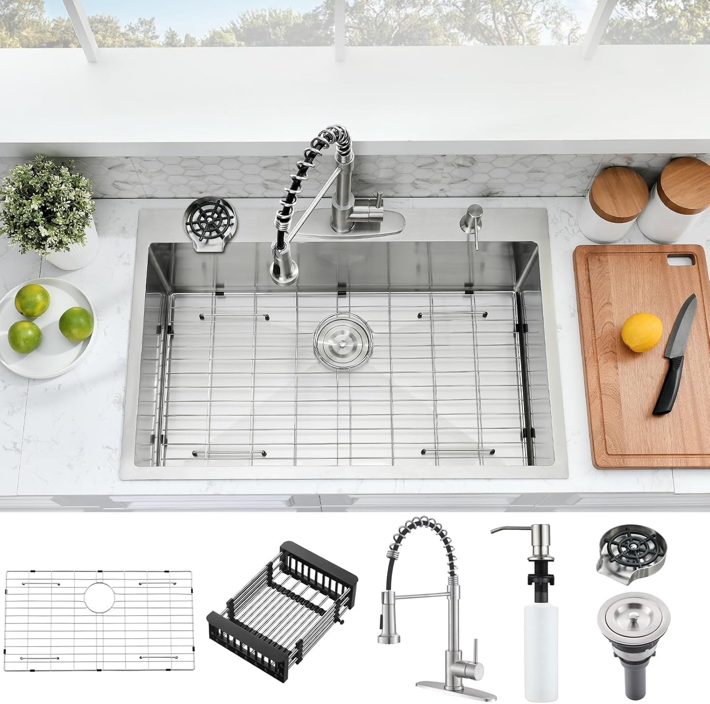 3322 Drop In Kitchen Sink with Faucet Combo for Modern Kitchens