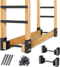 Firewood Rack Outdoor Black Set of 2 - Adjustable Log Storage Brackets