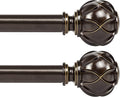 1 Inch Telescoping Curtain Rod 28 to 48 in 2-Pack - Netted Finials