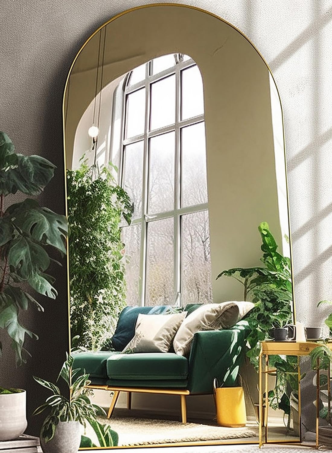 Arched Floor Mirror 41in x 81in Freestanding Gold Full Body