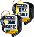 SMALL-EYE DMX Cable 50 ft 2 Pack - Reliable 3-Pin DMX512 Cables