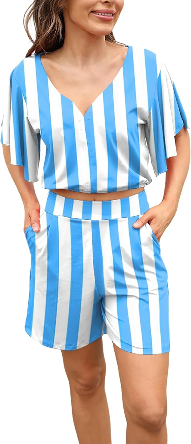 Fooullaide Womens Summer 2 Piece Outfit Set for Beach Vacations