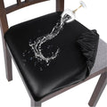 Black PU Leather Dining Chair Seat Covers 6 Pack - Waterproof Fit