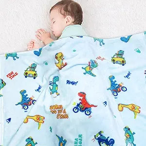 Dinosaur Baby Blanket for Boys and Girls - Soft Fleece 30x40