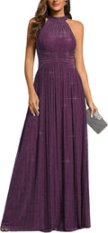 Ever-Pretty Halter Sleeveless Glitter Evening Gown - Elegant Fit