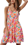 STYLEWORD Womens Sundress Summer Floral Wrap V Neck Backless