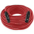 Balanced XLR Cable Male to Female - 100 Ft Red - Pro Mic Connector