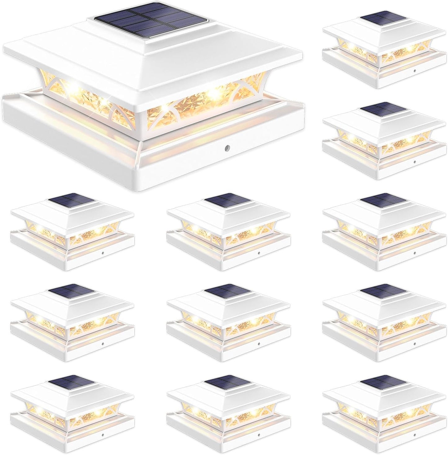 Solar Post Cap Lights Outdoor 12pack for Deck and Fence Posts