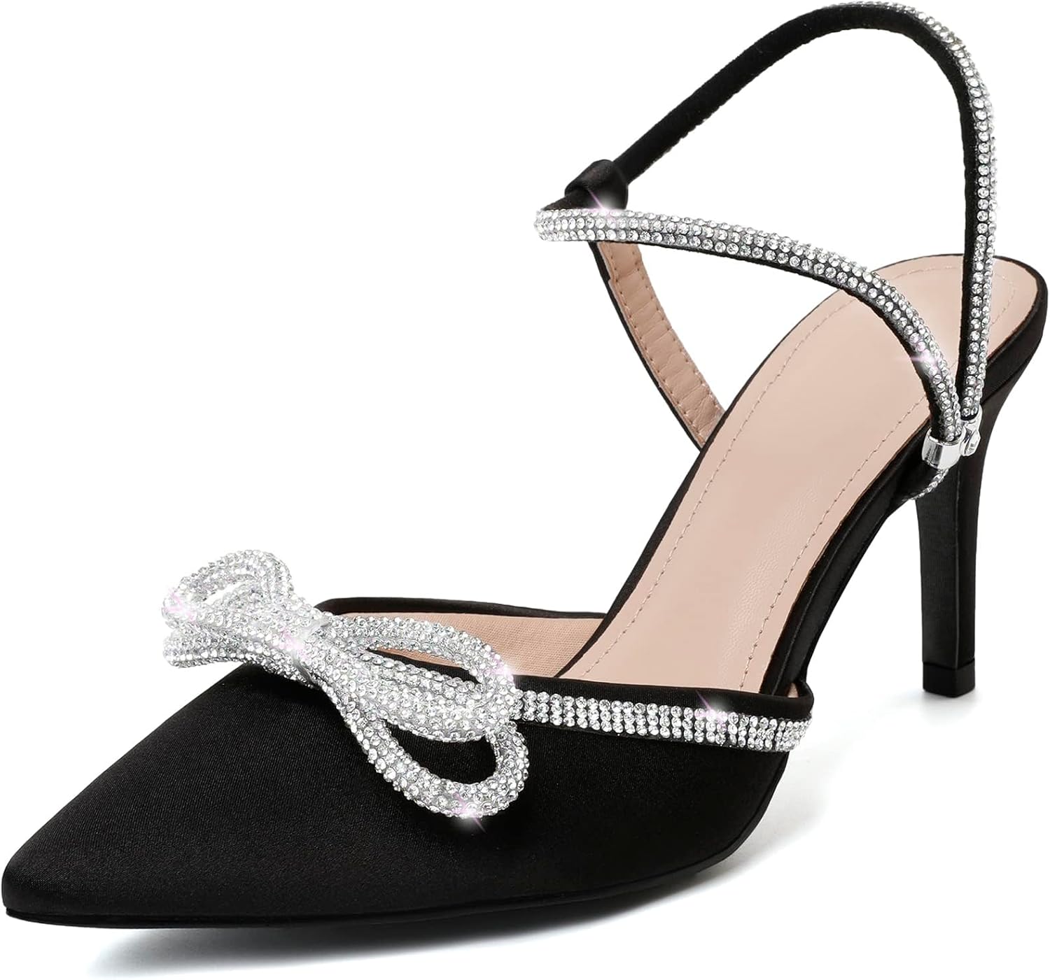 Susanny Women's Closed Toe Rhinestone Wedding Low Heel Pumps