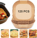 Air Fryer Paper Liners 125PCS - Non-stick Disposable 8in Square