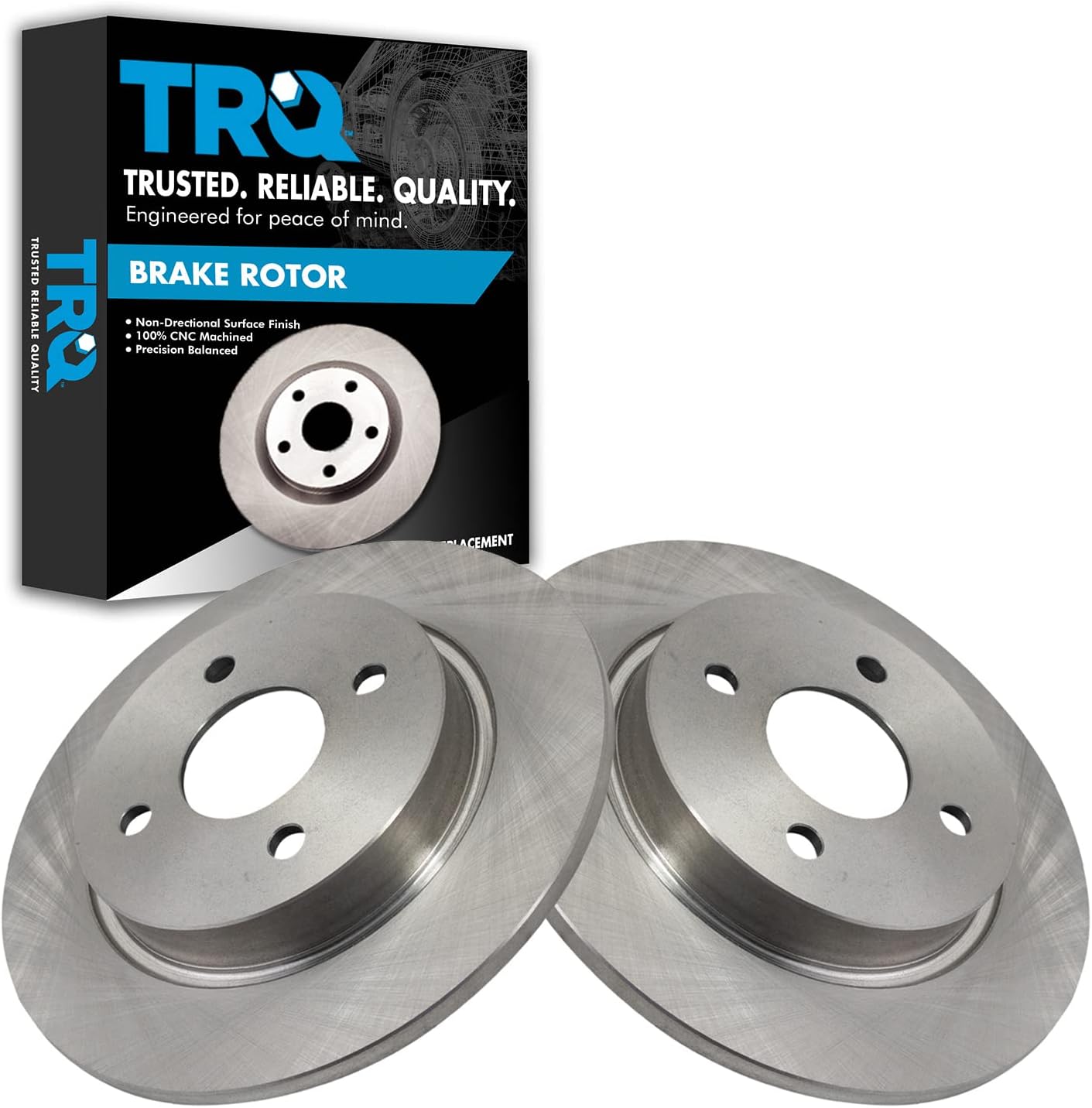 TRQ Rear Brake Rotors Set Solid for 2018-2022 Ford EcoSport