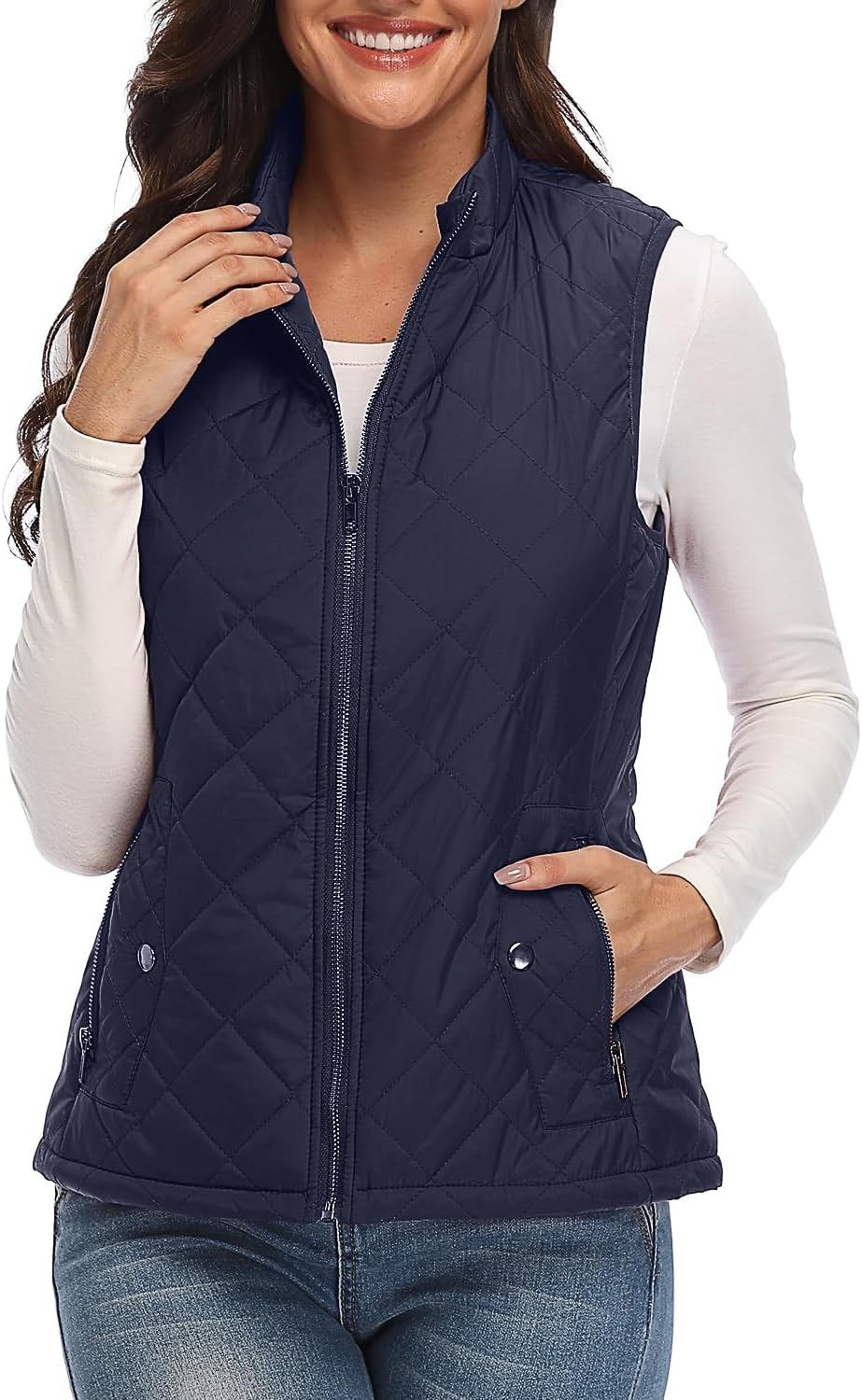 Xeoxarel Women's Quilted Vest with 4 Pockets for Comfort