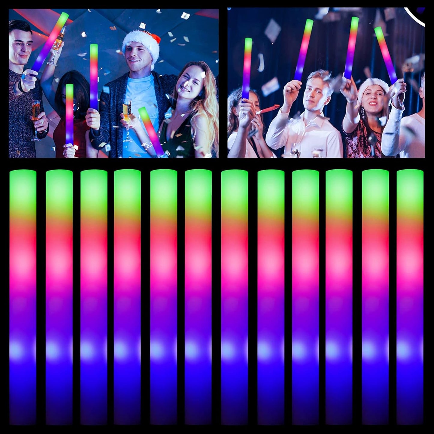 Glow Sticks Bulk - 100 Pcs LED Foam Sticks for Parties