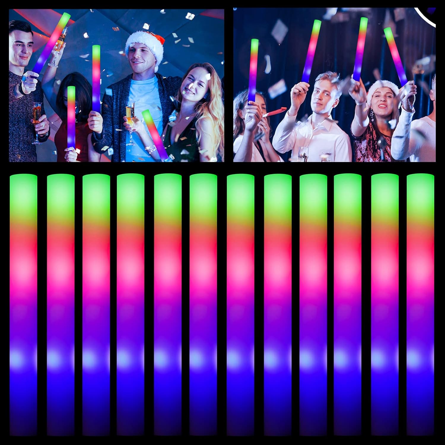 Glow Sticks Bulk - 100 Pcs LED Foam Sticks for Parties