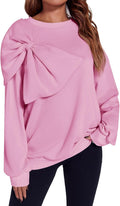 Womens Oversized Sweatshirt Bow Tie Long Sleeve Crewneck - Cozy Fall