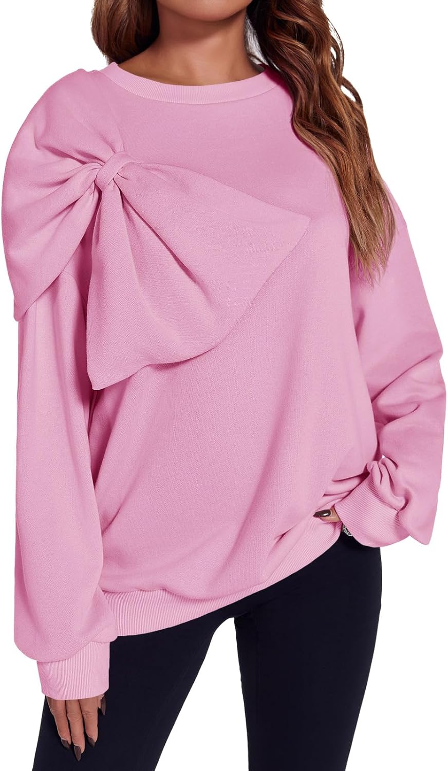 Fisoew Womens Oversized Sweatshirt with Bow Tie for Fall Style