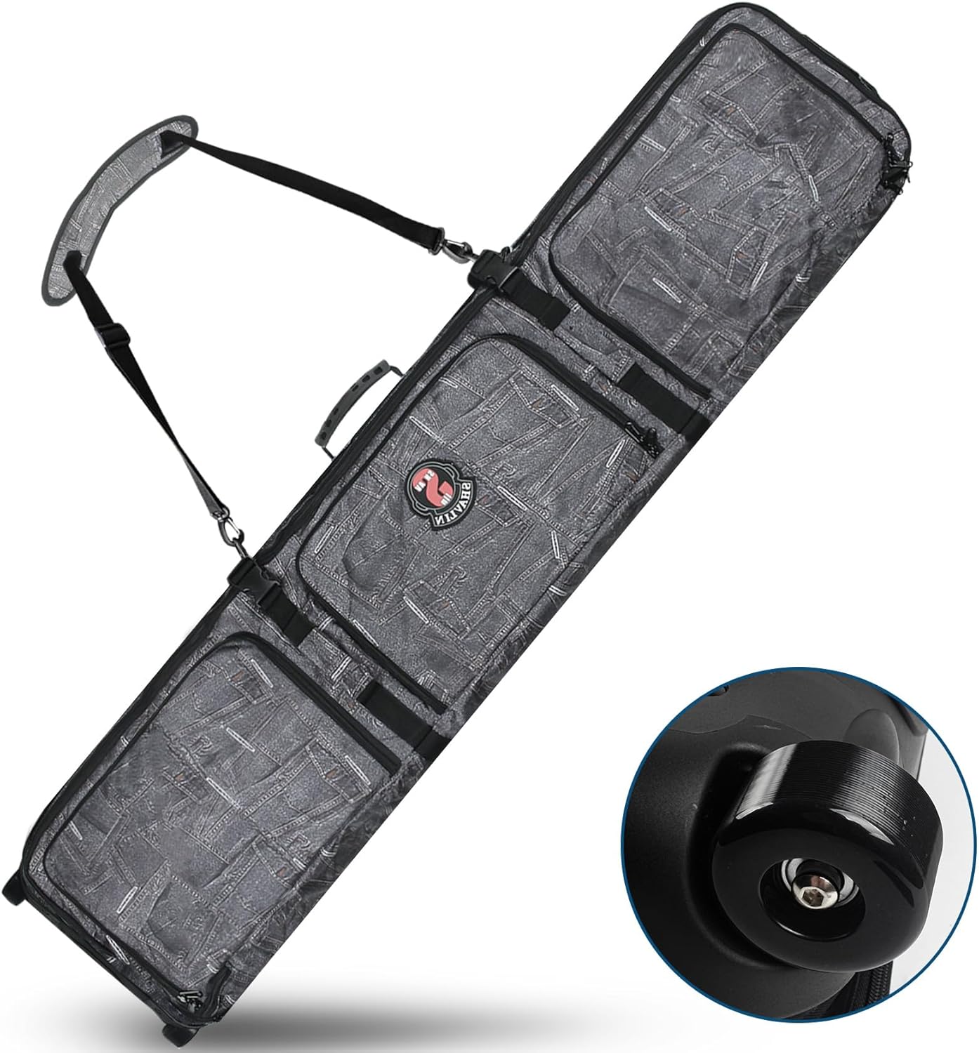 VEITHI 166cm Padded Waterproof Snowboard Travel Bag with Wheels
