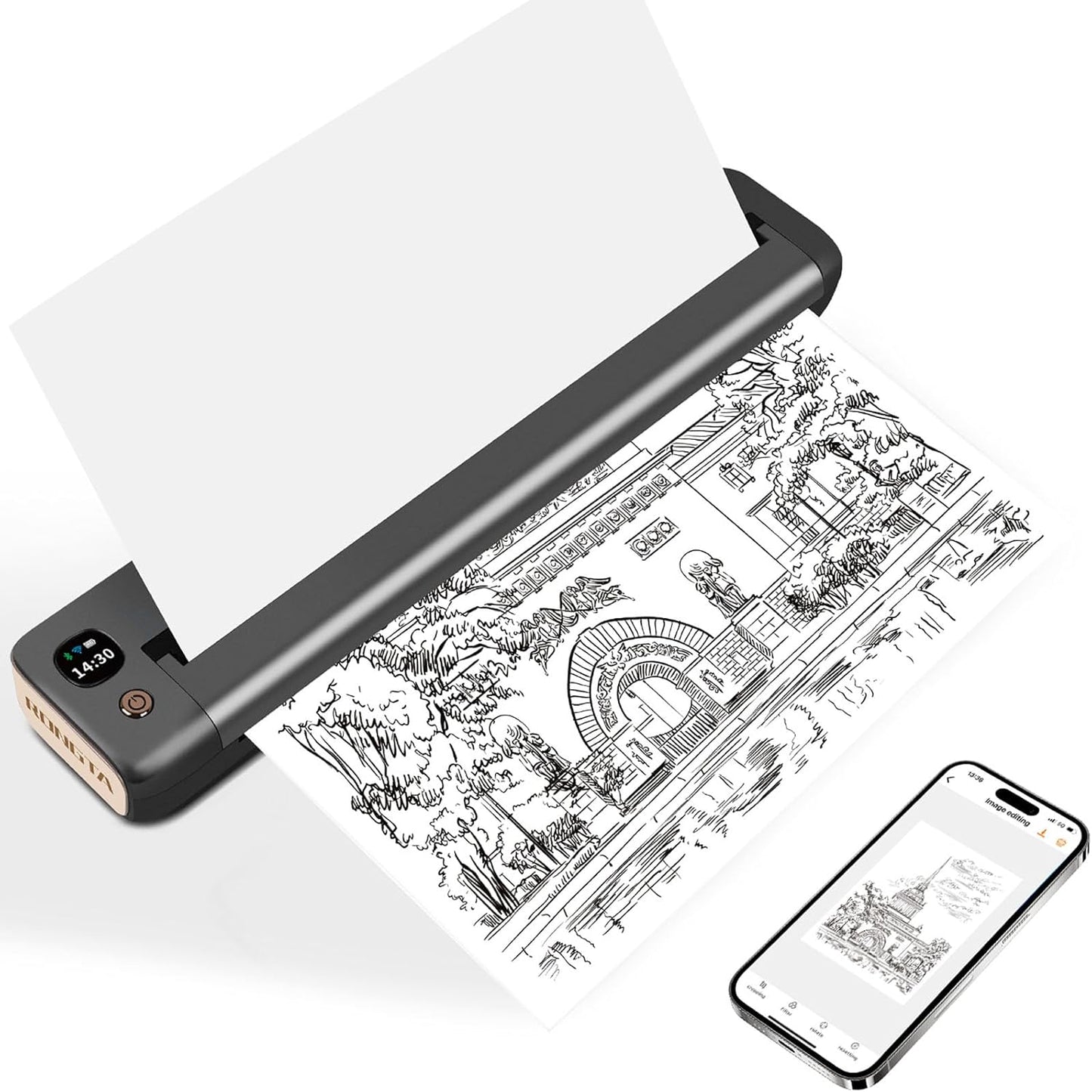 Rongta Portable Printer: Inkless Thermal Wireless Printing Device