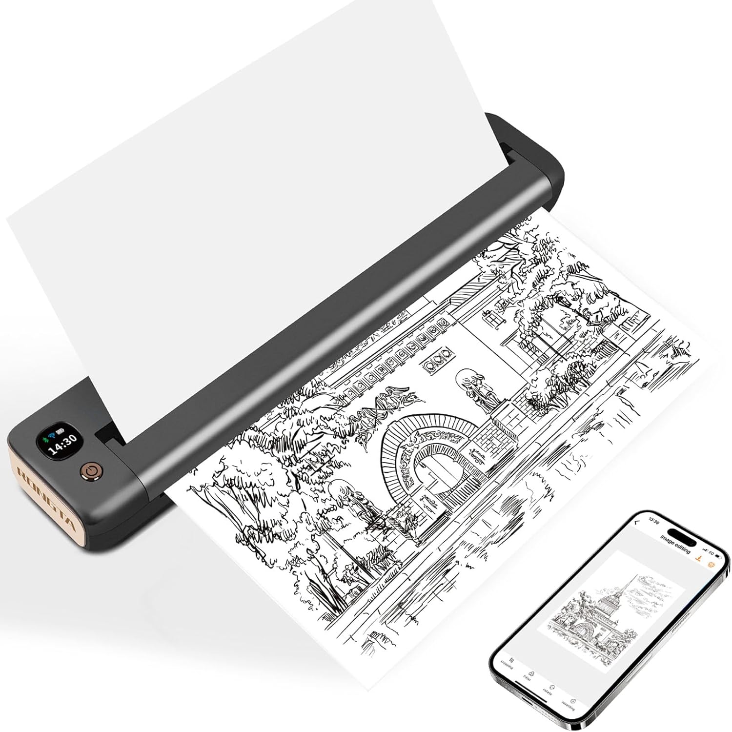 Rongta Portable Printer: Inkless Thermal Wireless Printing Device