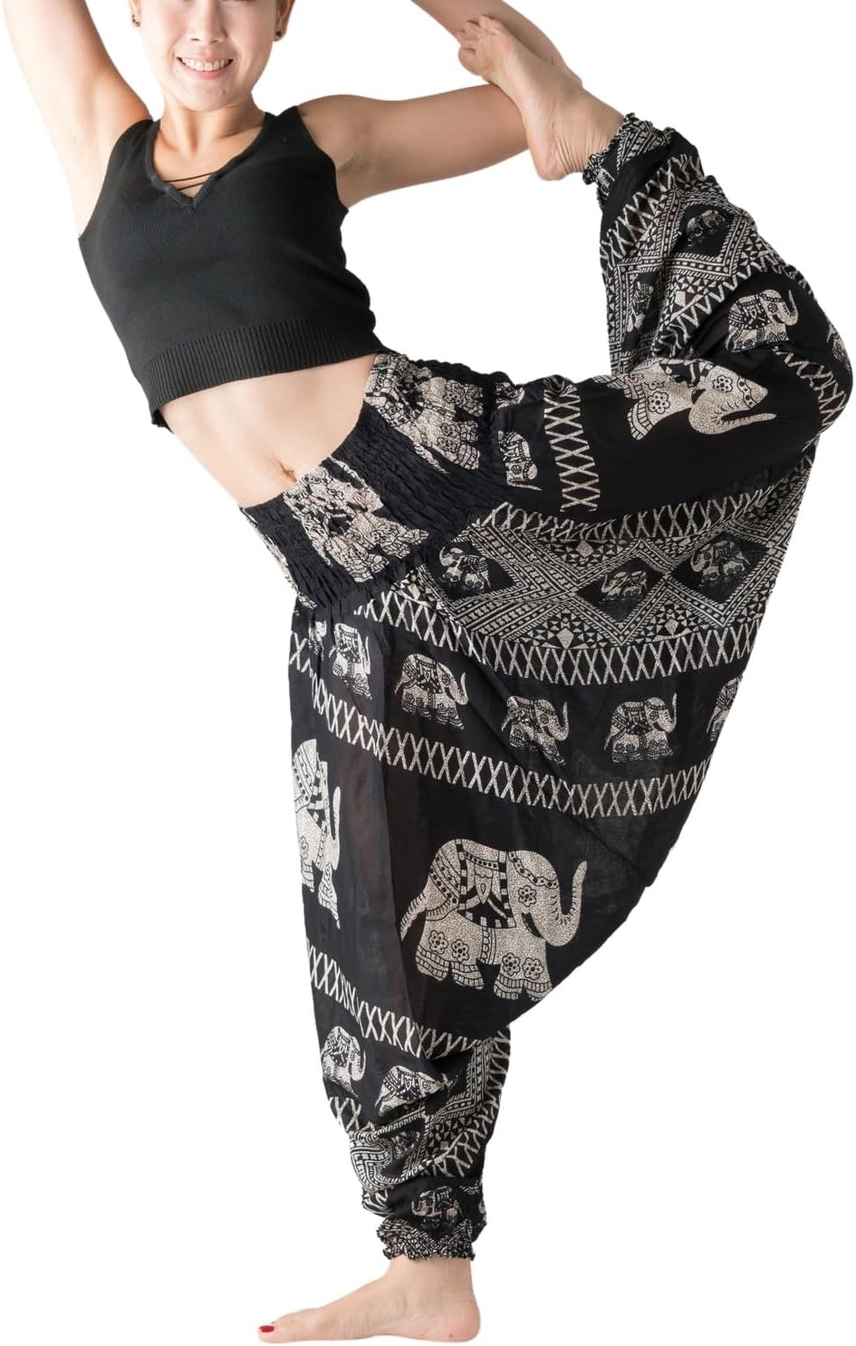 B BANGKOK PANTS Women's Harem Pants Jumpsuit for Boho Style