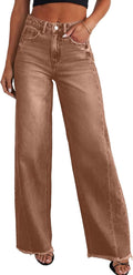 Wide Leg Jeans for Women High Waisted Baggy Raw Hem - Trendy Fit