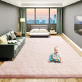 Large 9x12 Area Rugs for Living Room - Luxurious Fluffy Pink Rug