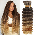 Ombre Human Braiding Hair 20 in Deep Wave Bulk Boho Braids - Soft