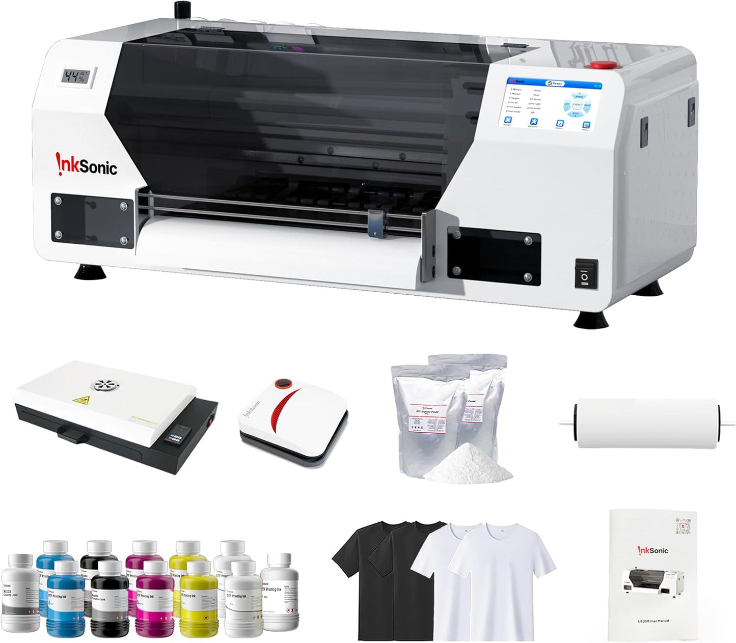 InkSonic 13'' DTF Printer + Heat Press: RocRow's Fast White Ink Transfer