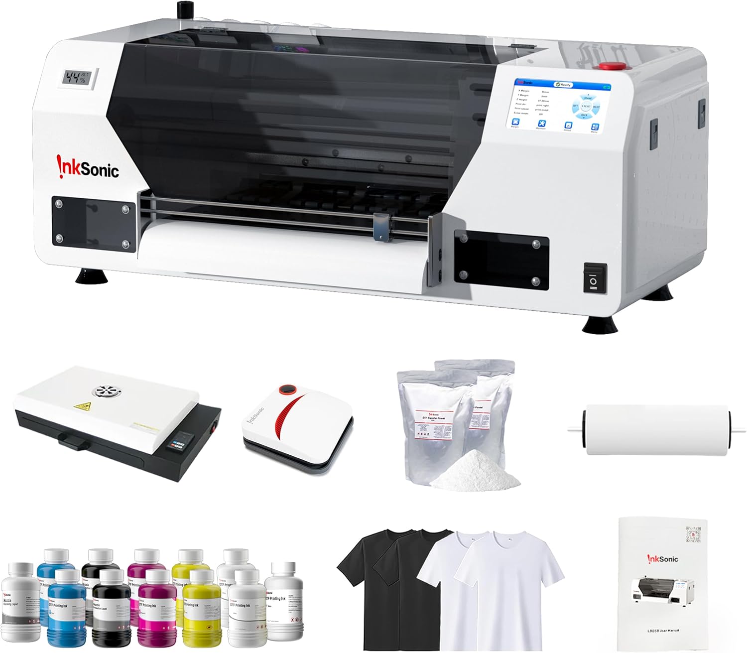 InkSonic 13'' DTF Printer + Heat Press: RocRow's Fast White Ink Transfer