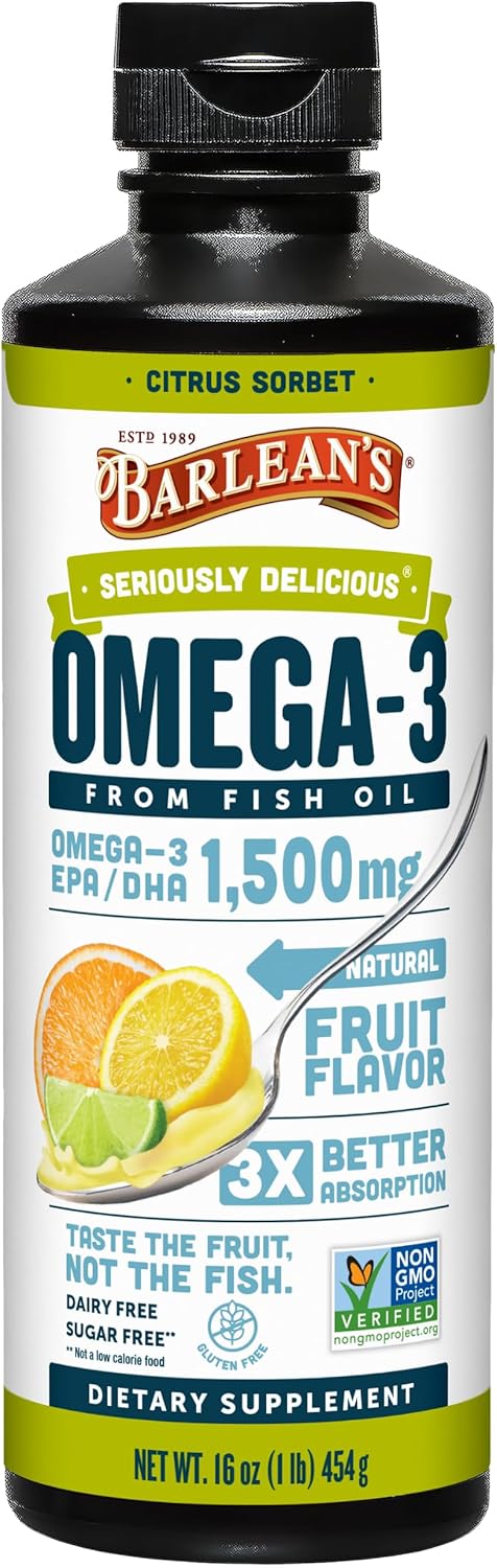 Barlean's Omega 3 Fish Oil Liquid Supplement for Heart Health