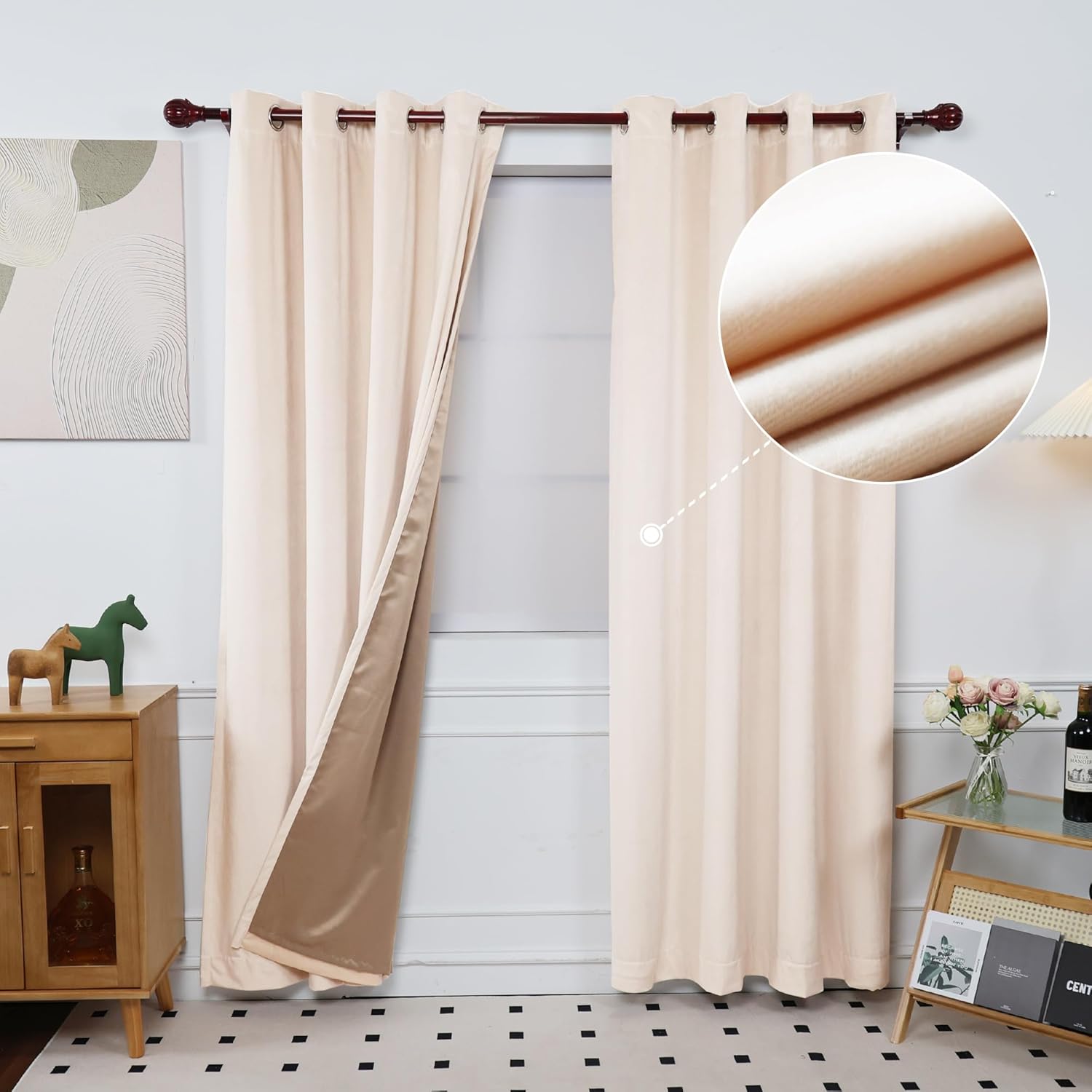 INLINAS Velvet Blackout Curtain Set - Luxurious Softness & Light Control