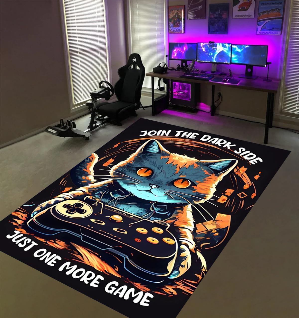 Esports Cat Print Gaming Rug