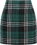 Womens High Waist Plaid Wool Mini Skirt - Classic A-Line Fit