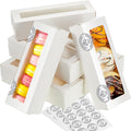 White Macaron Boxes with Window and 200 Stickers - Bulk Bakery Gift