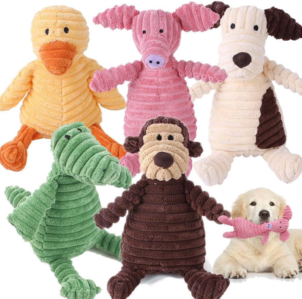 5-Pack Tough Squeaky Dog Toy Bundle by VIFINE