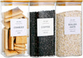 Square Glass Kitchen Storage Jars 3 Pack - Airtight Bamboo Lids