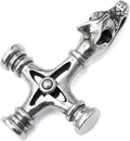 Viking Wolf Cross Necklace 925 Sterling Silver - Handcrafted Norse