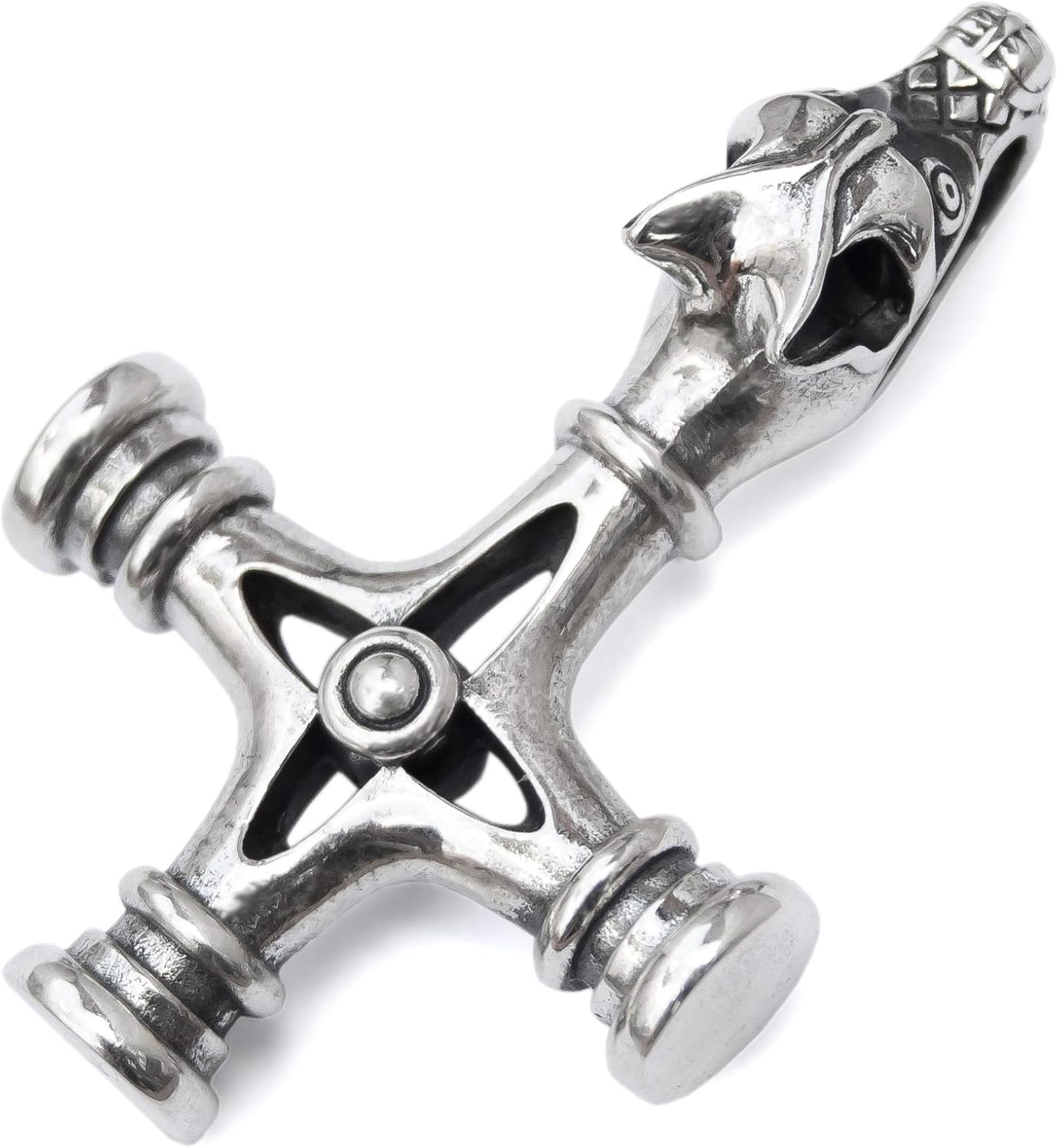 Viking Wolf Cross Necklace in 925 Sterling Silver for Men
