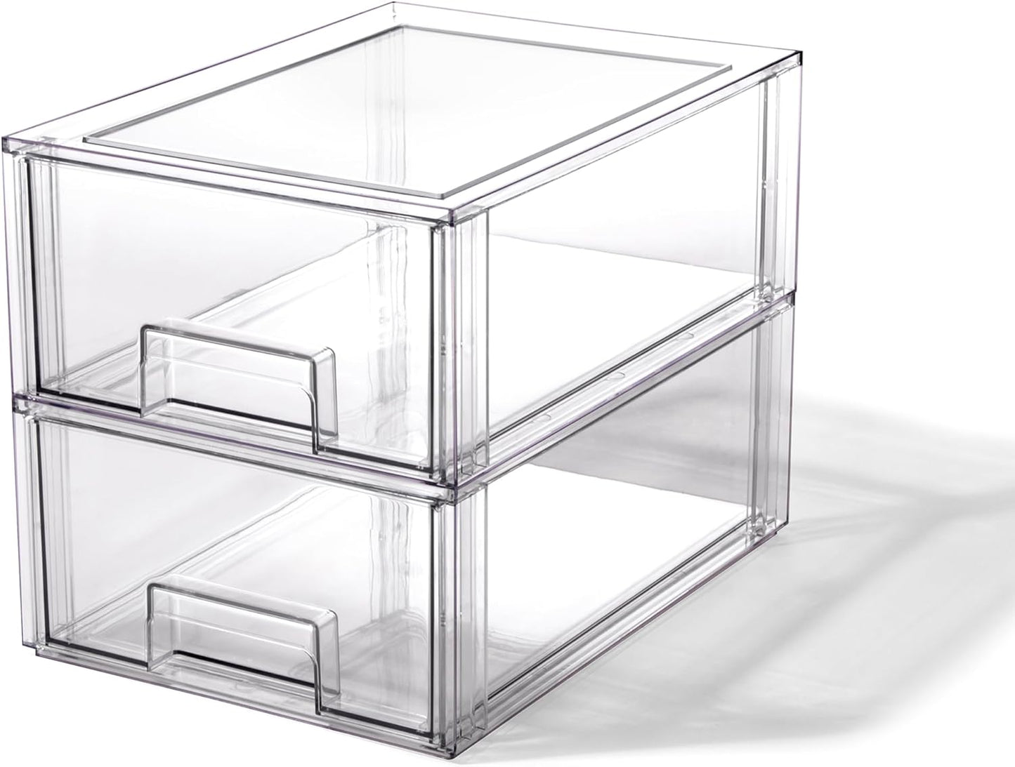 Stackable Storage Drawers for Home Organization - 2 Pack Clear
