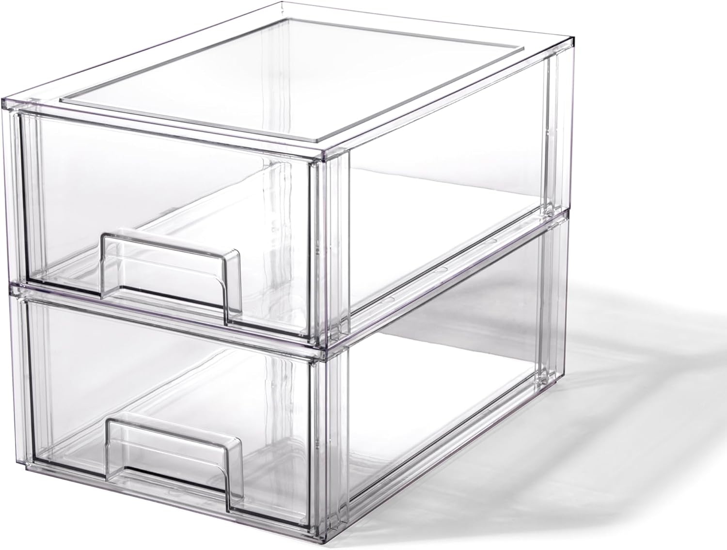 Stackable Storage Drawers for Home Organization - 2 Pack Clear