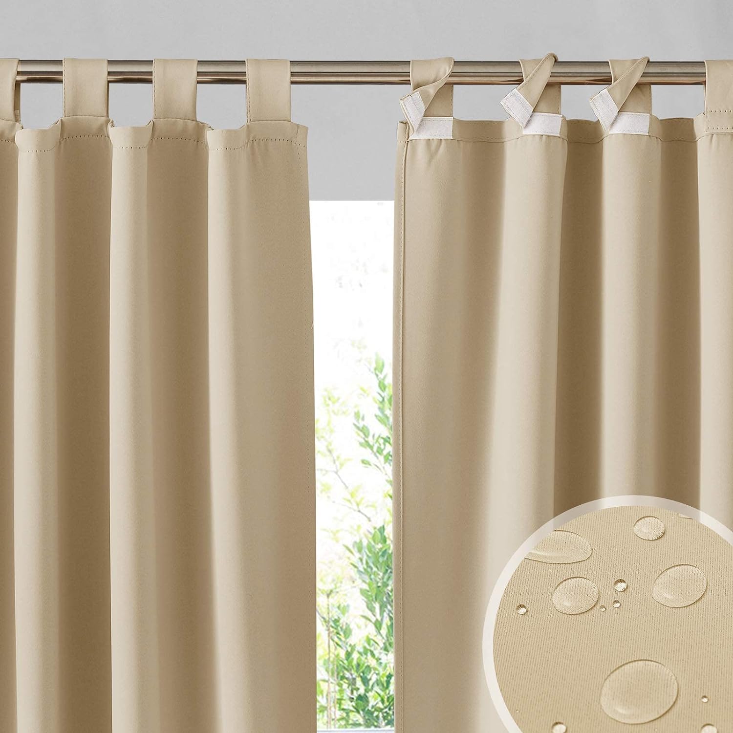 RYB HOME Outdoor Curtains Waterproof for Privacy and Style