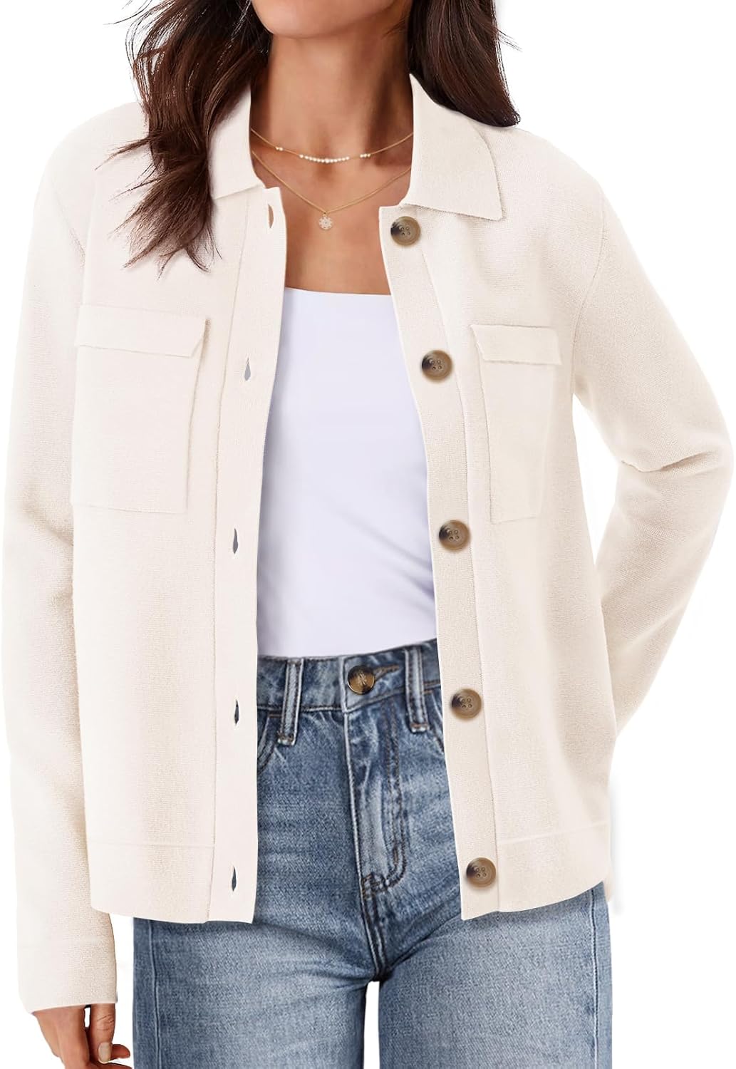 MEROKEETY Women's Long Sleeve Cardigan Sweater with Pockets