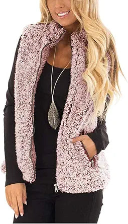 MEROKEETY Women's Sherpa Fleece Vest for Winter Casual Wear