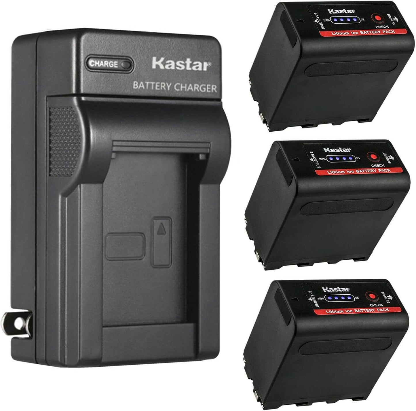 Kastar 3-Pack Battery and AC Wall Charger for Sony Camcorders