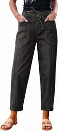 Barrel Jeans Women Trendy High Waisted Pull On Drawstring