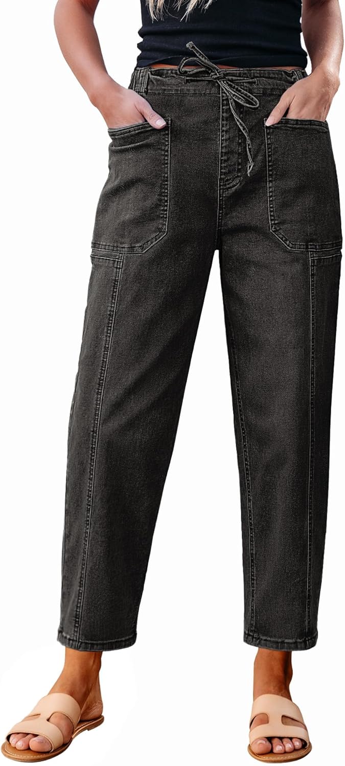 Trendy High Waisted Barrel Jeans for Women by luvamia
